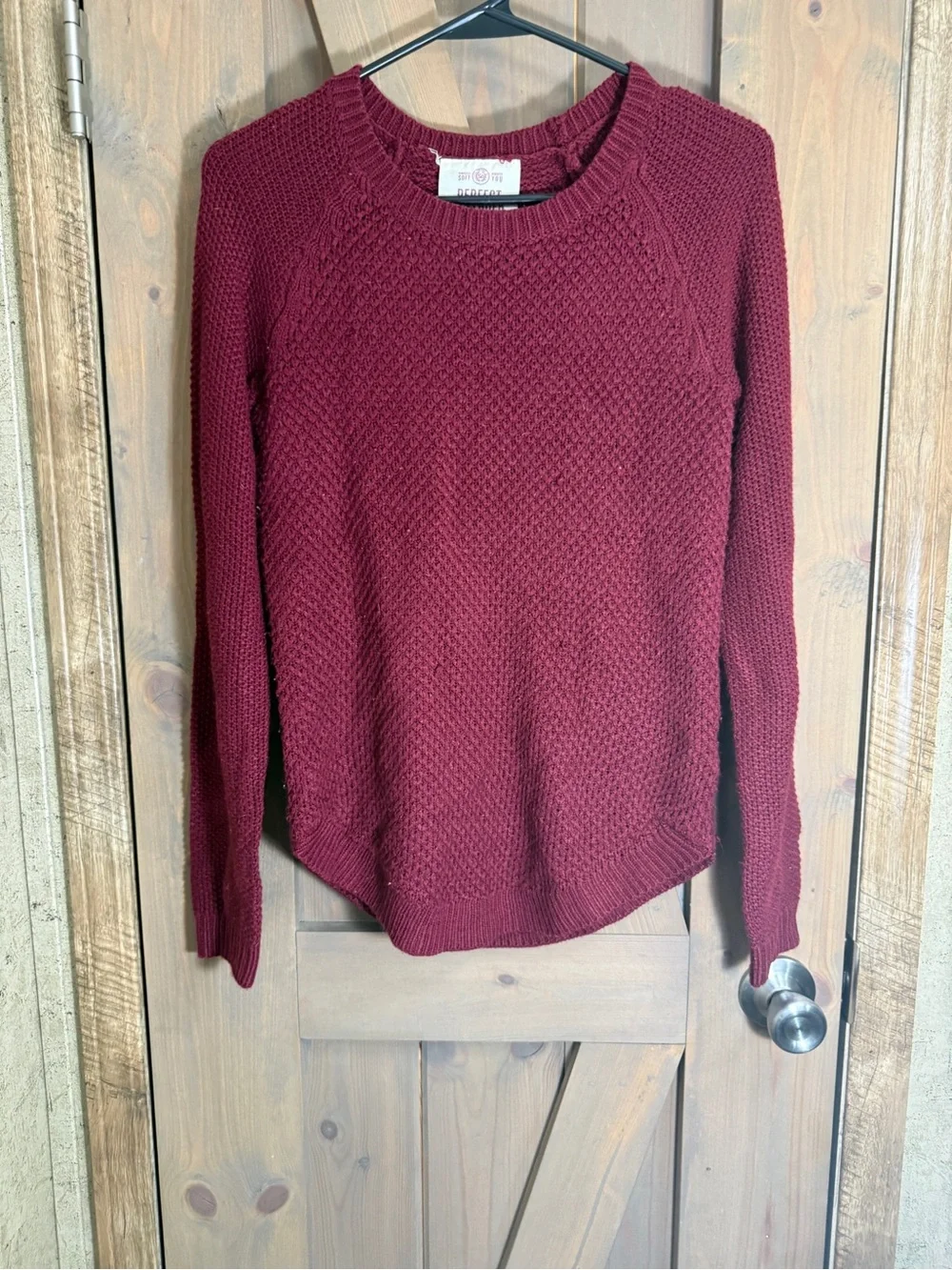 SO Women's Wine Red Knit Crewneck Sweater